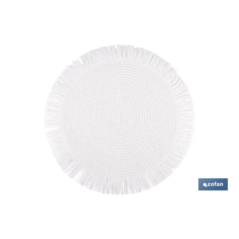 BAJOPLATO REDONDO FLECOS DE COLOR BLANCO MEDIDA 38 CM (PACK: 6 UDS) - Almacén de Ferretería Acor
