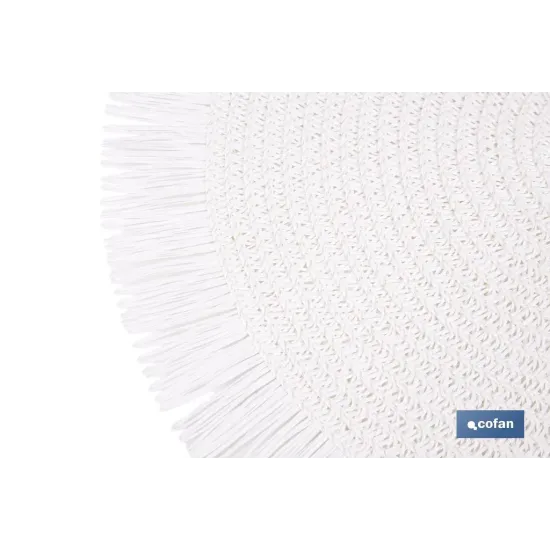 BAJOPLATO REDONDO FLECOS DE COLOR BLANCO MEDIDA 38 CM (PACK: 6 UDS) - Almacén de Ferretería Acor