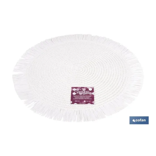 BAJOPLATO REDONDO FLECOS DE COLOR BLANCO MEDIDA 38 CM (PACK: 6 UDS) - Almacén de Ferretería Acor