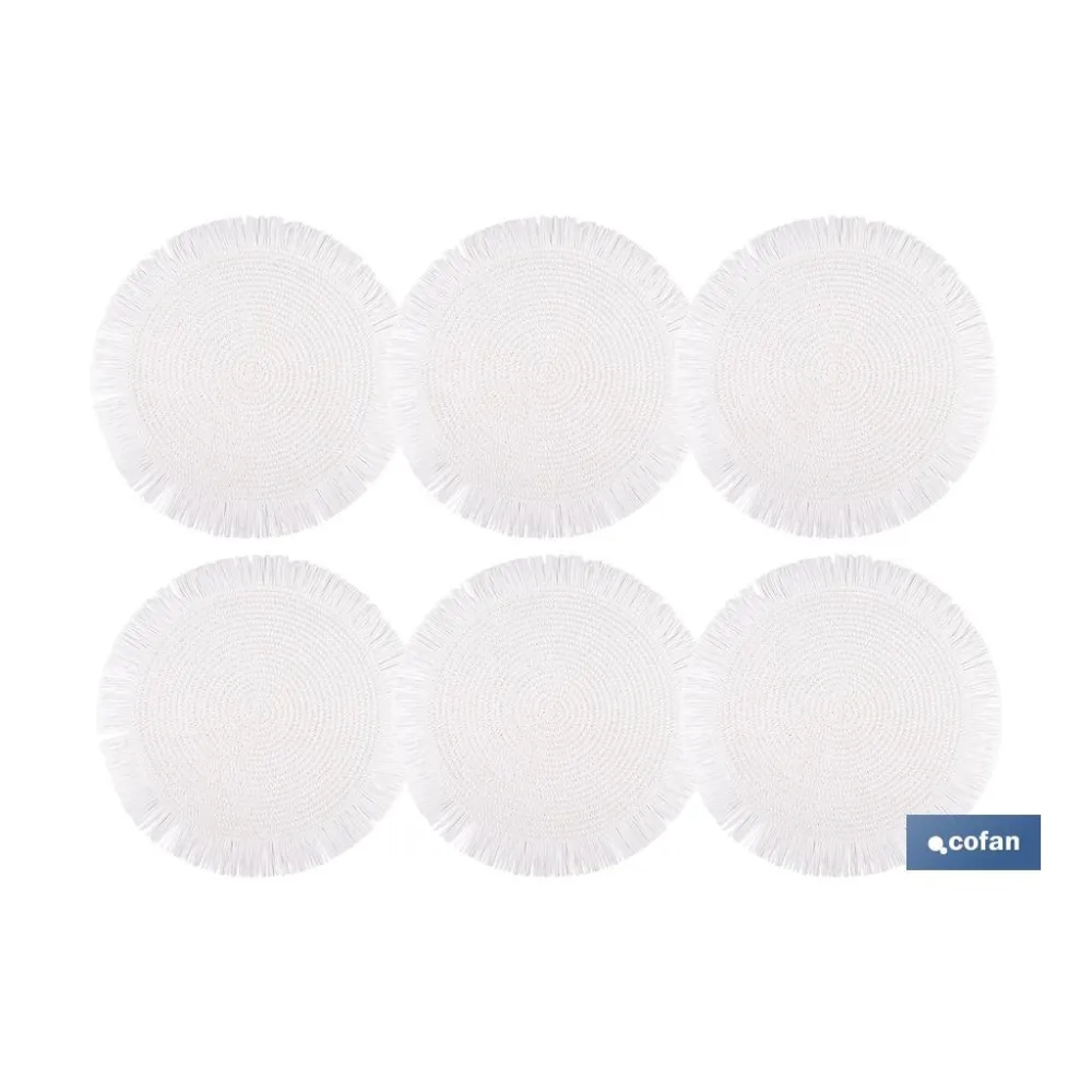 BAJOPLATO REDONDO FLECOS DE COLOR BLANCO MEDIDA 38 CM (PACK: 6 UDS) - Almacén de Ferretería Acor