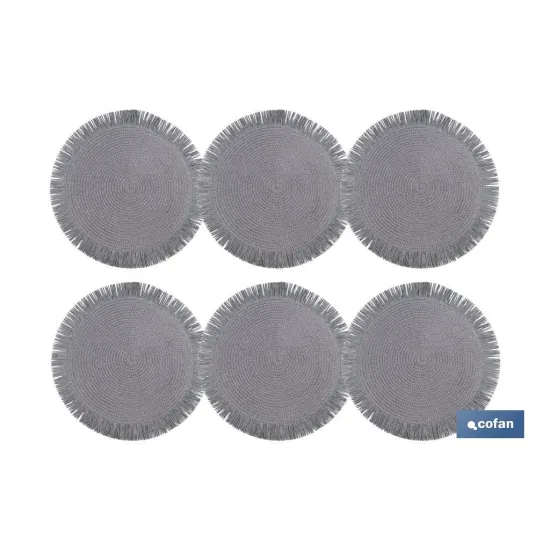 BAJOPLATO REDONDO FLECOS DE COLOR GRIS  MEDIDA 38 CM (PACK: 6 UDS) - Almacén de Ferretería Acor