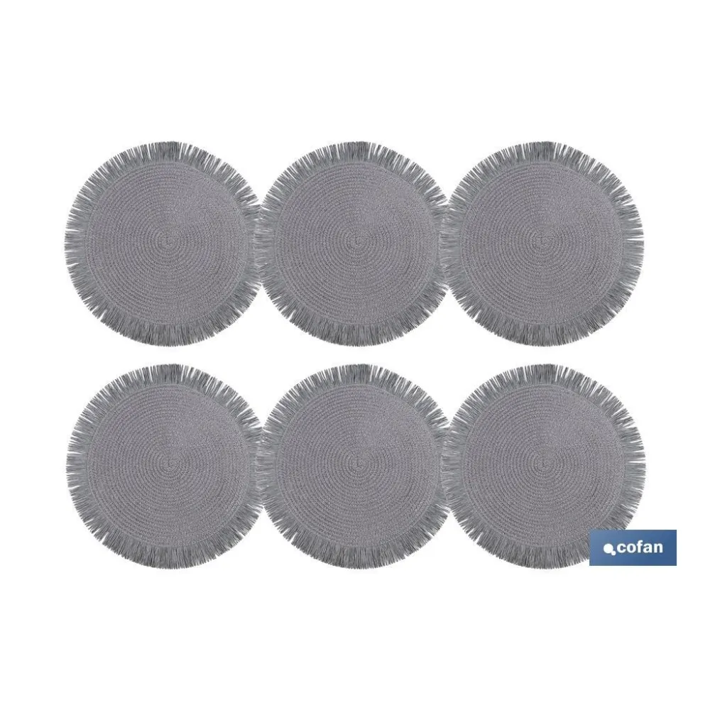 BAJOPLATO REDONDO FLECOS DE COLOR GRIS  MEDIDA 38 CM (PACK: 6 UDS) - Almacén de Ferretería Acor
