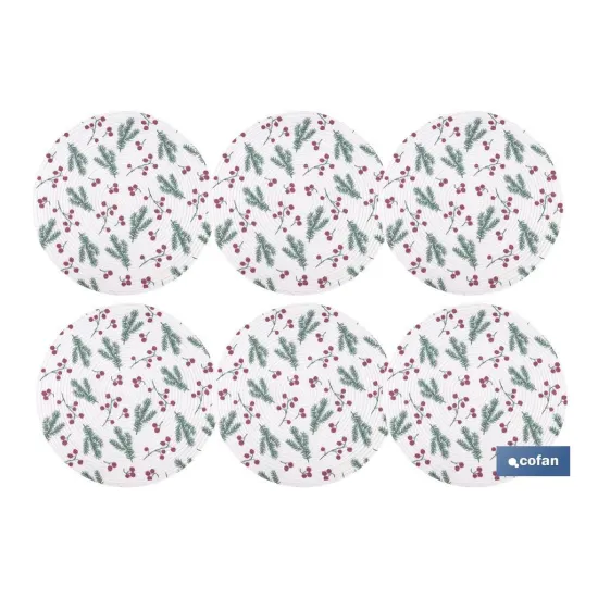 BAJOPLATO REDONDO ESTAMPADO HOJAS  MEDIDA 38 CM (PACK: 6 UDS) - Almacén de Ferretería Acor