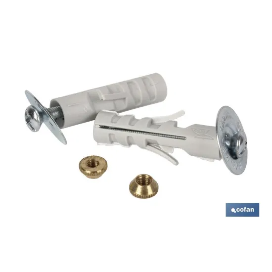 BLÍSTER DE 2 UDS. TACO DE NYLON CON TORNILLO 5X45 VENTA UNITARIA (PACK: 1 UDS) - Almacén de Ferretería Acor