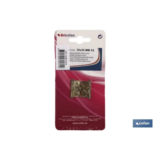 2 UDS. BISAGRA DE HIERRO LATONADO FIN ALTO 40X35 VENTA UNITARIA (PACK: 1 UDS) - Almacén de Ferretería Acor