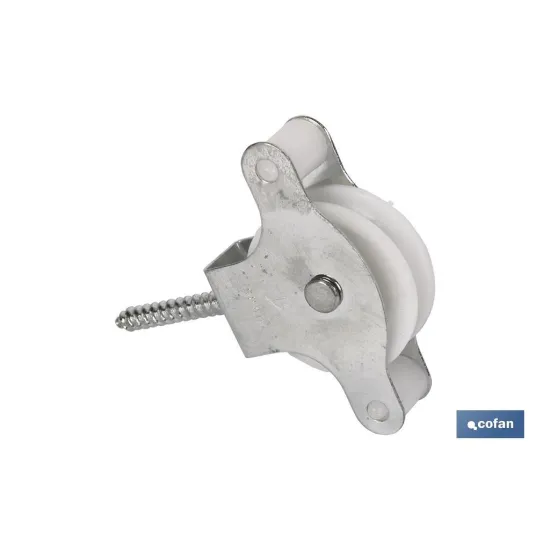 2 UDS POLEA CON TIRAFONDO 40 MM (PACK: 12 UDS) - Almacén de Ferretería Acor