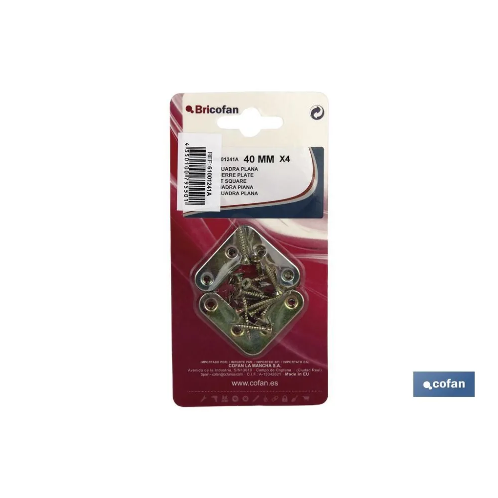 4 UDS ESCUADRA PLANA 40MM (PACK: 12 UDS) - Almacén de Ferretería Acor