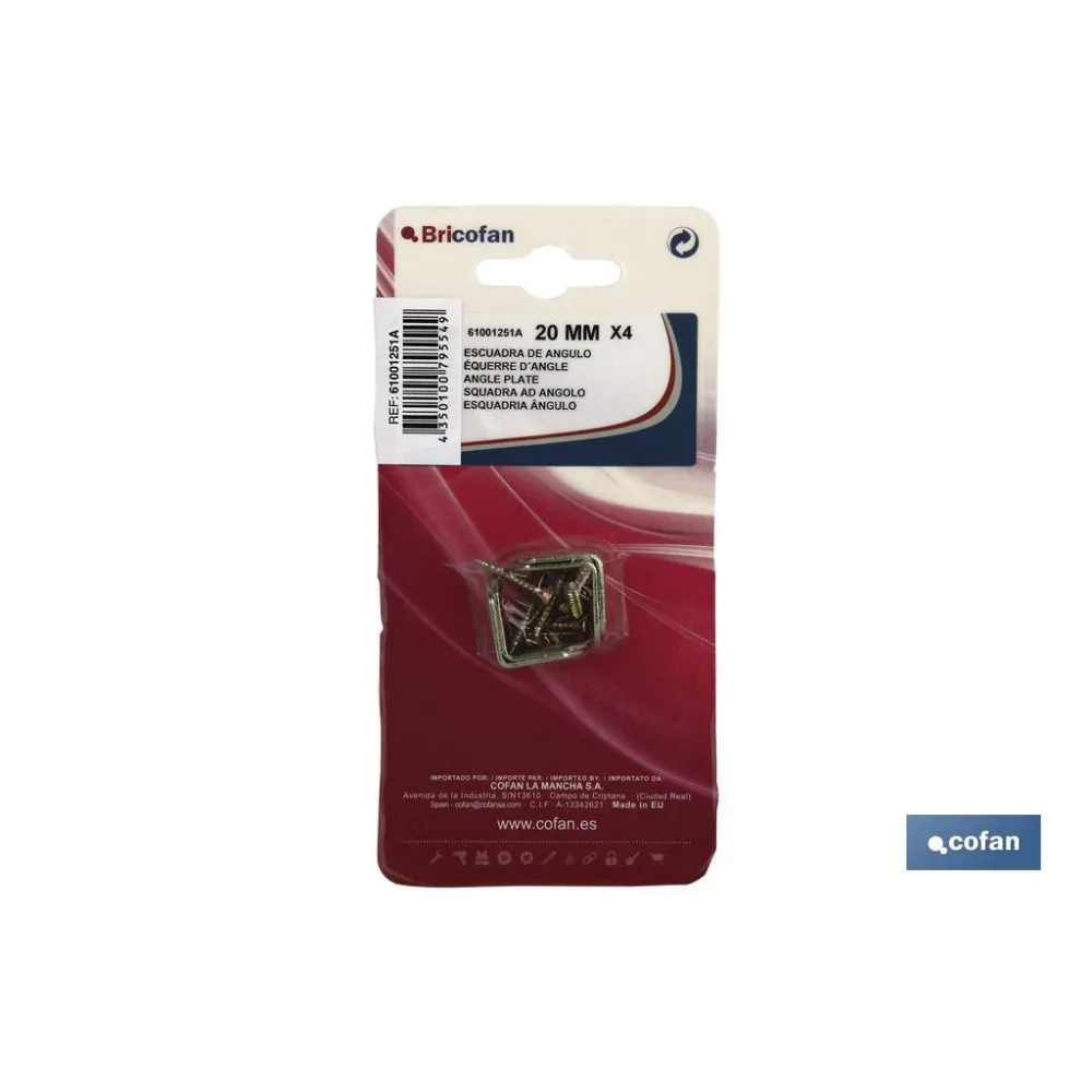 4 UDS ESCUADRA DE ANGULO 40MM (PACK: 12 UDS) - Almacén de Ferretería Acor