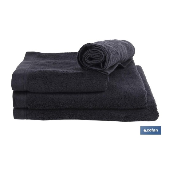 TOALLA BAÑO NEGRO GR.580/M2 MODELO BRILLANTE 100X150cm
