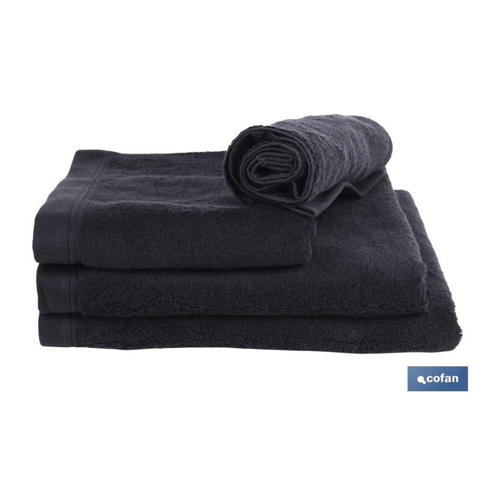 TOALLA BAÑO NEGRO GR.580/M2 MODELO BRILLANTE 100X150cm