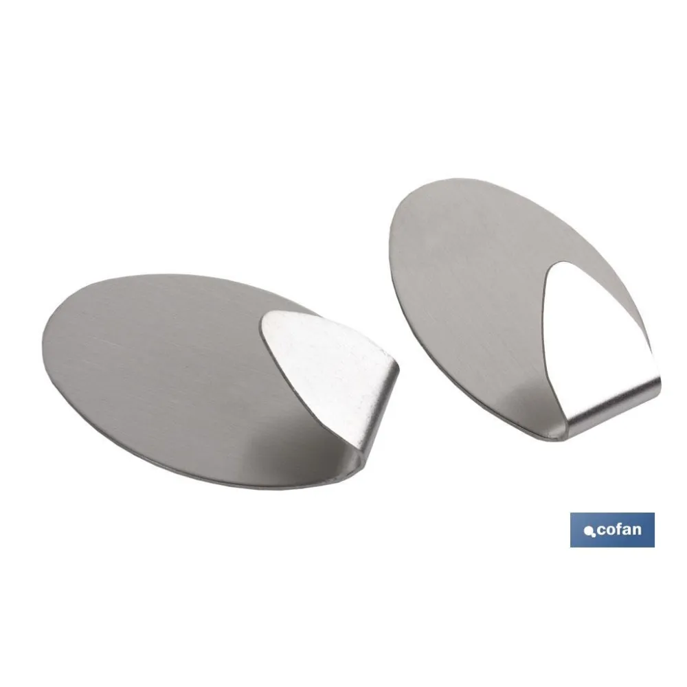 2 UDS COLGADOR AUTOADH. OVAL INOX GRANDE (PACK: 1 UDS) - Almacén de Ferretería Acor