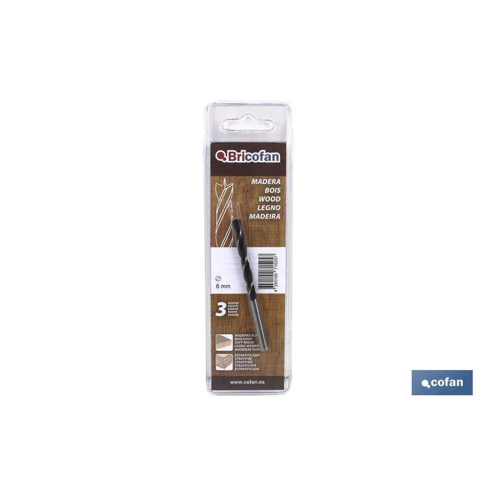 BL 1 UDS BROCA 3 PUNTAS BRICOFAN 3 mm (PACK: 1 UDS) - Almacén de Ferretería Acor
