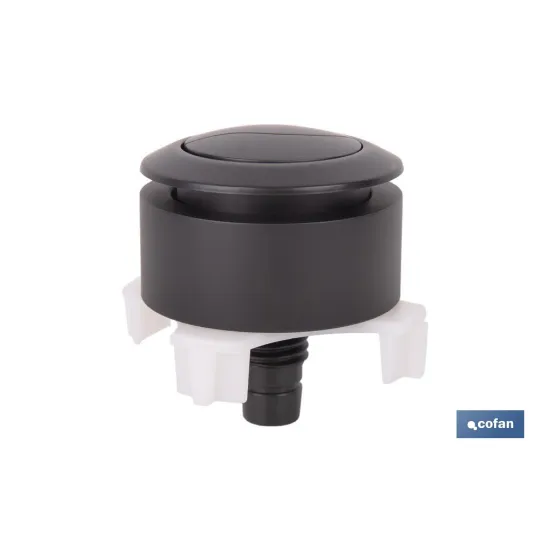 PULSADOR NEGRO DE DOBLE DESCARGA PARA DESCARGADOR MODELO EUME (PACK: 1 UDS) - Almacén de Ferretería Acor