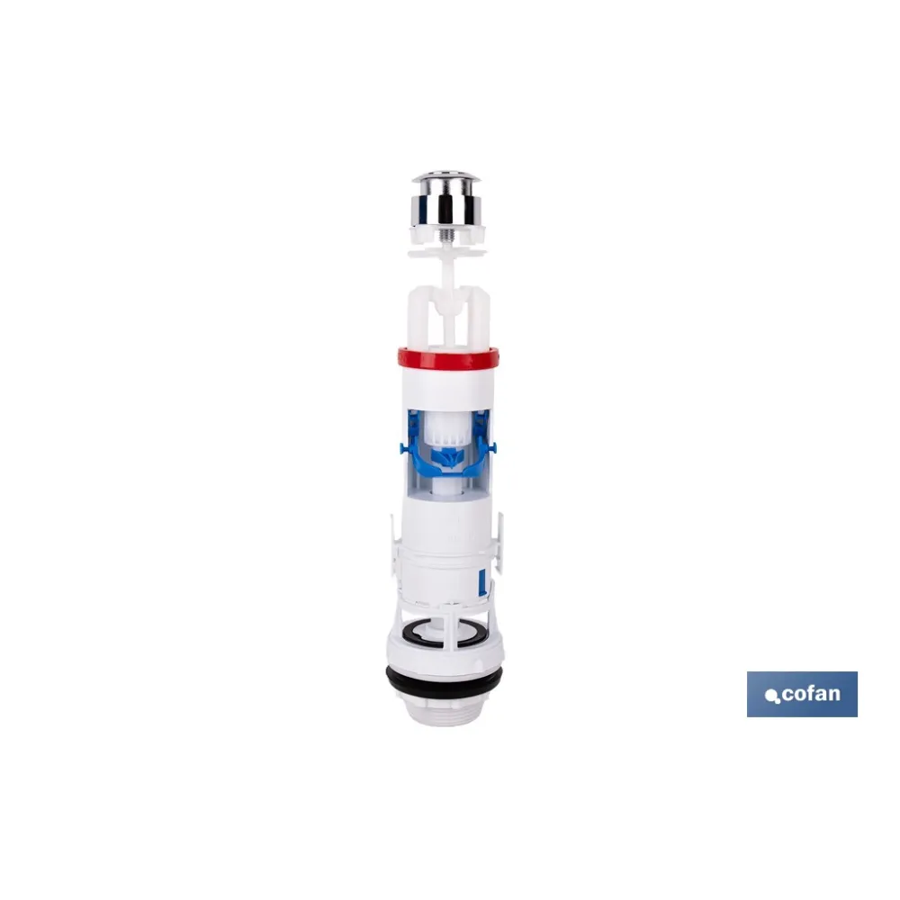 DESCARGADOR PARA WC CON DOBLE PULSADOR Y BASE ROSCADA MODELO TAMBRE (PACK: 1 UDS) - Almacén de Ferretería Acor