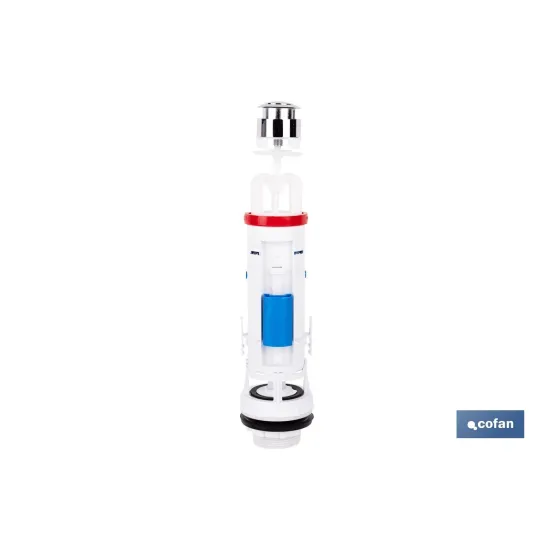DESCARGADOR PARA WC CON DOBLE PULSADOR Y BASE ROSCADA MODELO TAMBRE (PACK: 1 UDS) - Almacén de Ferretería Acor