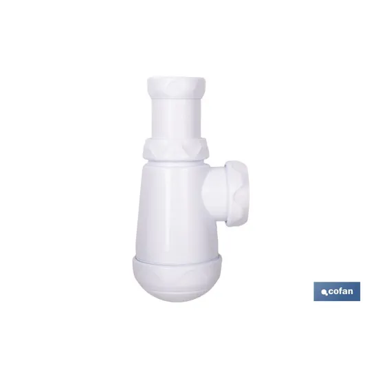 SIFÓN DE BOTELLA CON SALIDA Ø32-40 MM Y RACOR 1 1/4 (PACK: 1 UDS) - Almacén de Ferretería Acor