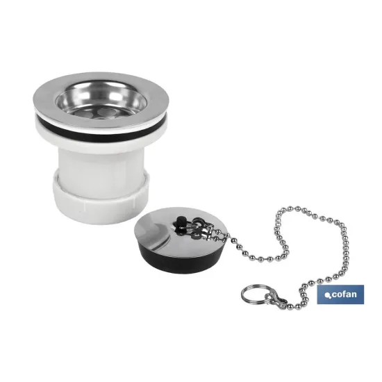 VÁLVULA LAVABO-BIDÉ 1 1/4 x 70 TAPÓN METÁLICO (PACK: 1 UDS) - Almacén de Ferretería Acor