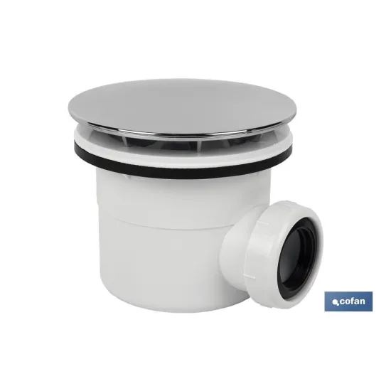 VÁLVULA SIFÓNICA PLATO DE DUCHA Ø60 MM CON SALIDA Ø32-40 MM Y EMBELLECEDOR CROMADO (PACK: 1 - Almacén de Ferretería Acor