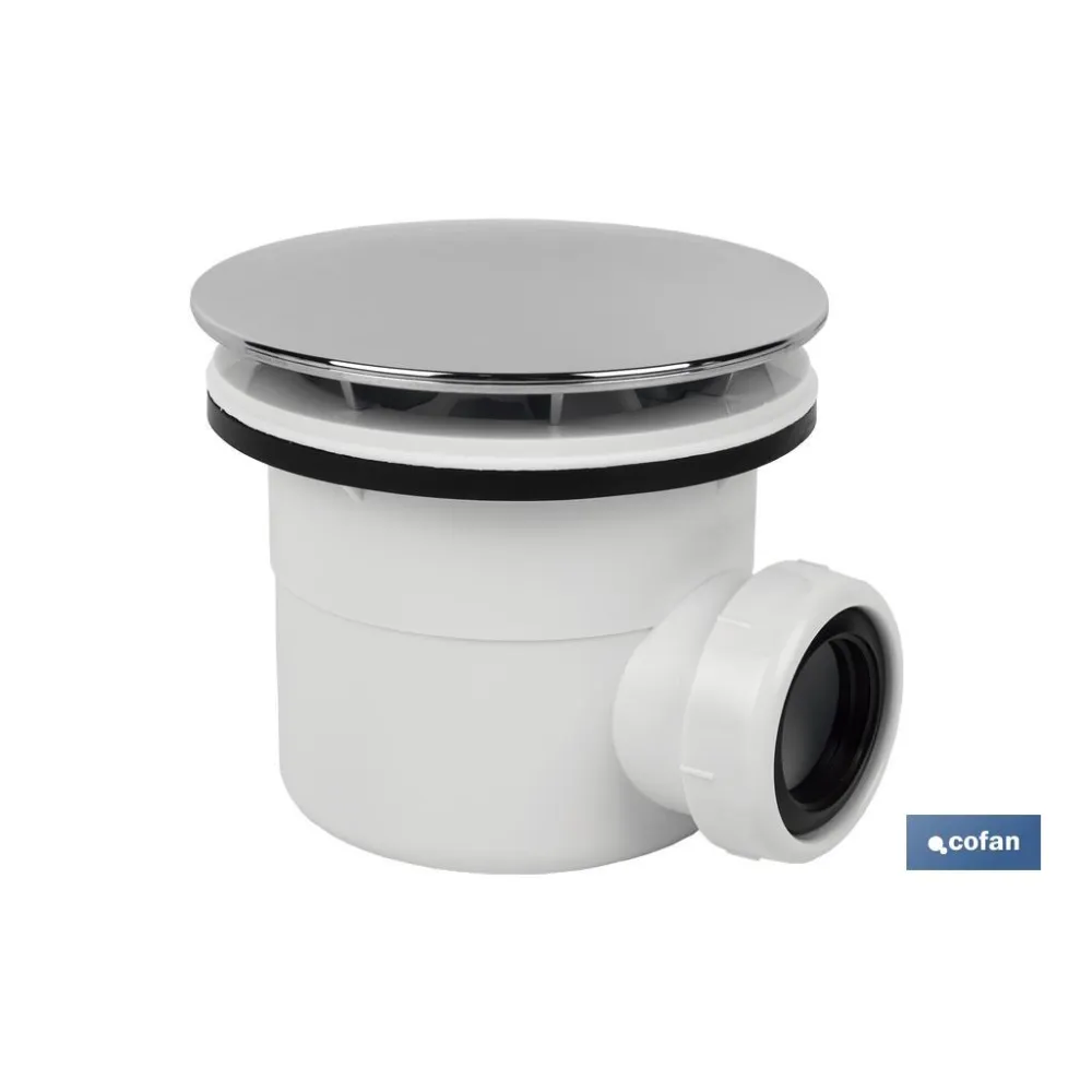 VÁLVULA SIFÓNICA PLATO DE DUCHA Ø60 MM CON SALIDA Ø32-40 MM Y EMBELLECEDOR CROMADO (PACK: 1 - Almacén de Ferretería Acor