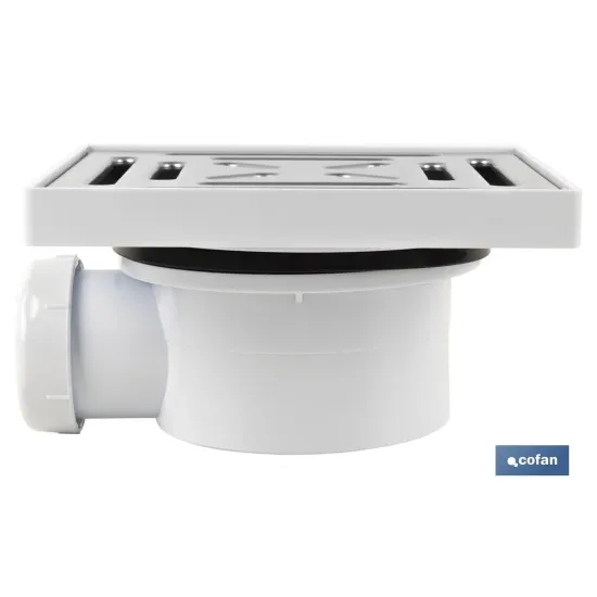 VÁLVULA SIFÓNICA SUMIDERO 146X146 MM CON SALIDA Ø32-40 MM Y TAPA ACERO INOX. (PACK: 1 UDS) - Almacén de Ferretería Acor
