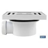 VÁLVULA SIFÓNICA SUMIDERO 146X146 MM CON SALIDA Ø32-40 MM Y TAPA ACERO INOX. (PACK: 1 UDS) - Almacén de Ferretería Acor