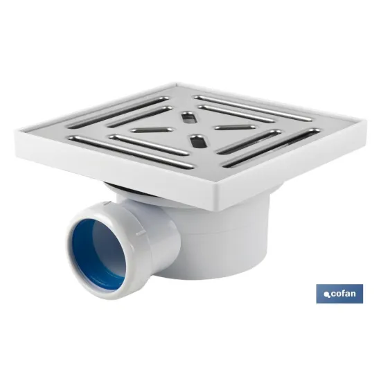 VÁLVULA SIFÓNICA SUMIDERO 146X146 MM CON SALIDA Ø32-40 MM Y TAPA ACERO INOX. (PACK: 1 UDS) - Almacén de Ferretería Acor