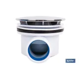 VÁLVULA SIFÓNICA PLATO DE DUCHA Ø90 MM CON SALIDA Ø32-40 MM Y EMBELLECEDOR CROMADO ALTURA 64 - Almacén de Ferretería Acor