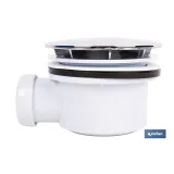 VÁLVULA SIFÓNICA PLATO DE DUCHA Ø90 MM CON SALIDA Ø32-40 MM Y EMBELLECEDOR CROMADO ALTURA 64 - Almacén de Ferretería Acor