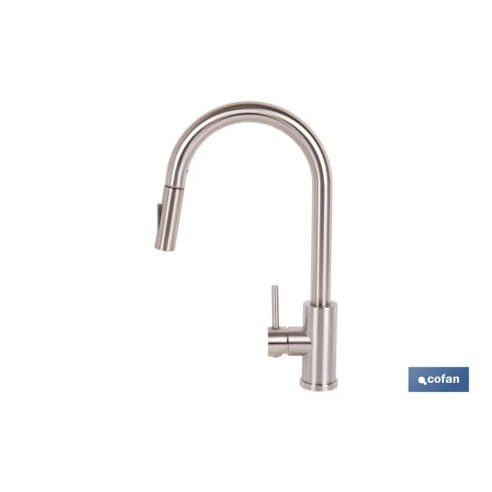 GRIFO DE COCINA DE ACERO INOX. CON MANGUERA EXTENSIBLE Y 2 FUNCIONES 400 X 220 X 54 MM (PACK - Almacén de Ferretería Acor