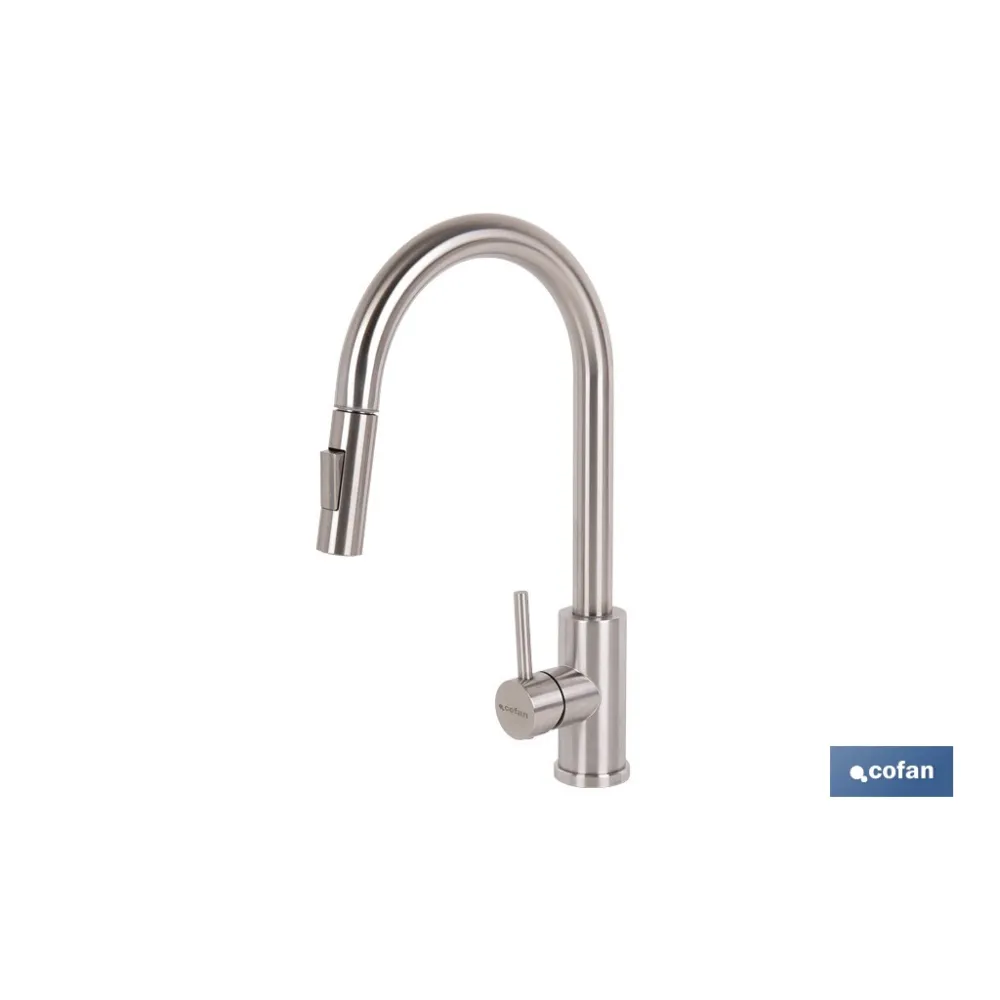 GRIFO DE COCINA DE ACERO INOX. CON MANGUERA EXTENSIBLE Y 2 FUNCIONES 400 X 220 X 54 MM (PACK - Almacén de Ferretería Acor