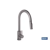 GRIFO DE COCINA ANTRACITA DE ACERO INOX. CON MANGUERA EXTENSIBLE Y 2 FUNCIONES 400 X 220 X 54 - Almacén de Ferretería Acor
