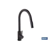 GRIFO DE COCINA DE ACERO NEGRO CON MANGUERA EXTENSIBLE Y 2 FUNCIONES 390 X 250 X 54 MM (PACK - Almacén de Ferretería Acor