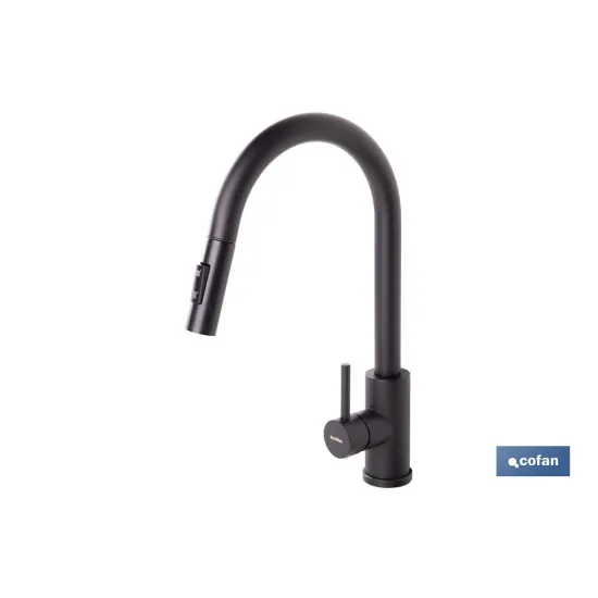 GRIFO DE COCINA DE ACERO NEGRO CON MANGUERA EXTENSIBLE Y 2 FUNCIONES 390 X 250 X 54 MM (PACK - Almacén de Ferretería Acor
