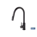 GRIFO DE COCINA DE ACERO NEGRO CON MANGUERA EXTENSIBLE Y 2 FUNCIONES 390 X 250 X 54 MM (PACK - Almacén de Ferretería Acor