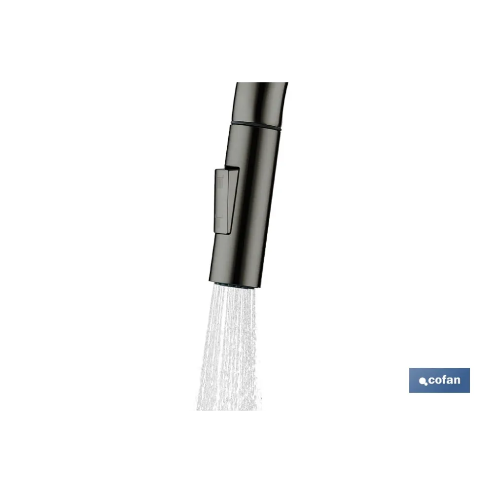 GRIFO DE COCINA DE ACERO NEGRO CON MANGUERA EXTENSIBLE Y 2 FUNCIONES 390 X 250 X 54 MM (PACK - Almacén de Ferretería Acor