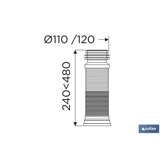 MANGUITO DE CONEXIÓN EXTENSIBLE PARA INODORO Ø110 - 120 MM (PACK: 1 UDS) - Almacén de Ferretería Acor