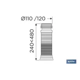 MANGUITO DE CONEXIÓN EXTENSIBLE PARA INODORO Ø110 - 120 MM (PACK: 1 UDS) - Almacén de Ferretería Acor