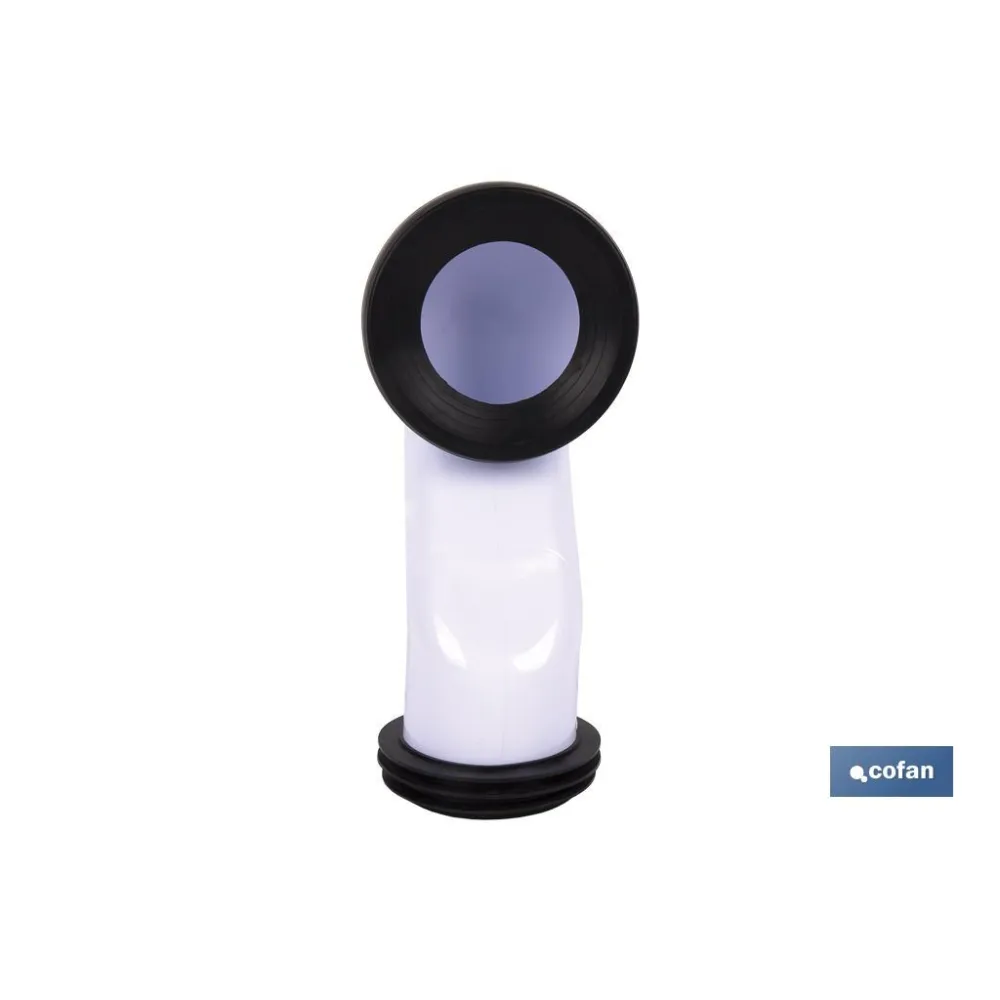 MANGUITO DE CONEXIÓN ACODADO 45° PARA INODORO CON GOMA LABIADA Ø110 MM (PACK: 1 UDS) - Almacén de Ferretería Acor