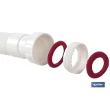 TUBO FLEXIBLE BLANCO 1 1/2 CON REDUCTOR 1 1/4 Ø32-40 330-690 MM (PACK: 1 UDS) - Almacén de Ferretería Acor