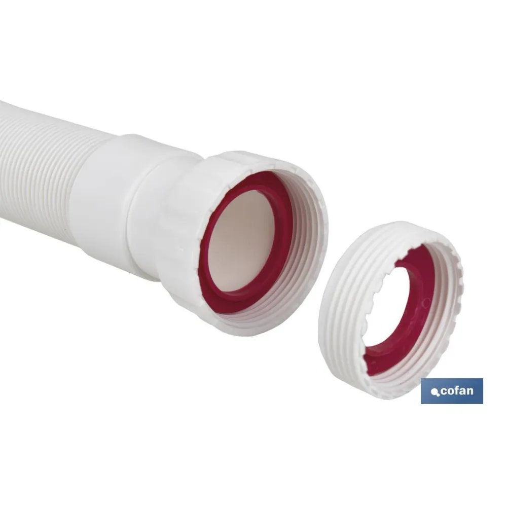 TUBO FLEXIBLE BLANCO 1 1/2 CON REDUCTOR 1 1/4 Ø32-40 330-690 MM (PACK: 1 UDS) - Almacén de Ferretería Acor