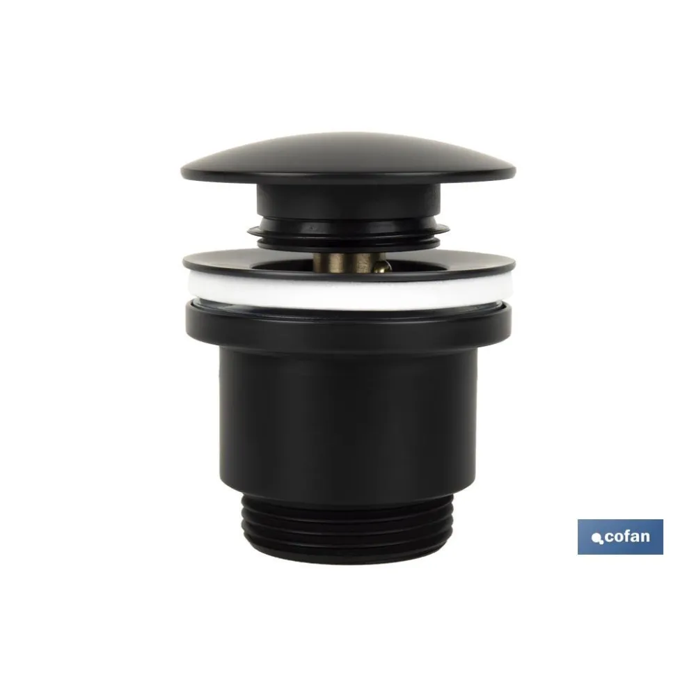 VÁLVULA CLICK-CLACK NEGRA CON TAPÓN GRANDE Ø63 MM (PACK: 1 UDS) - Almacén de Ferretería Acor