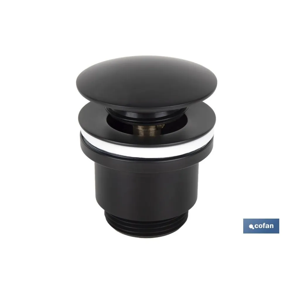 VÁLVULA CLICK-CLACK NEGRA CON TAPÓN GRANDE Ø63 MM (PACK: 1 UDS) - Almacén de Ferretería Acor