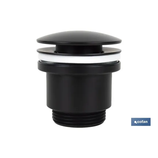 VÁLVULA CLICK-CLACK NEGRA CON TAPÓN GRANDE Ø63 MM (PACK: 1 UDS) - Almacén de Ferretería Acor