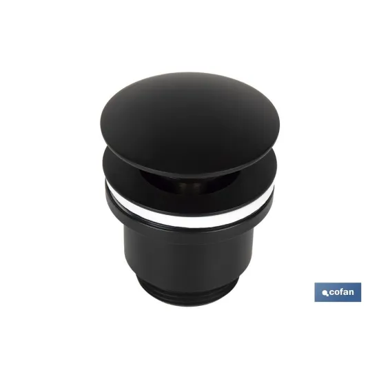 VÁLVULA CLICK-CLACK NEGRA CON TAPÓN GRANDE Ø63 MM (PACK: 1 UDS) - Almacén de Ferretería Acor