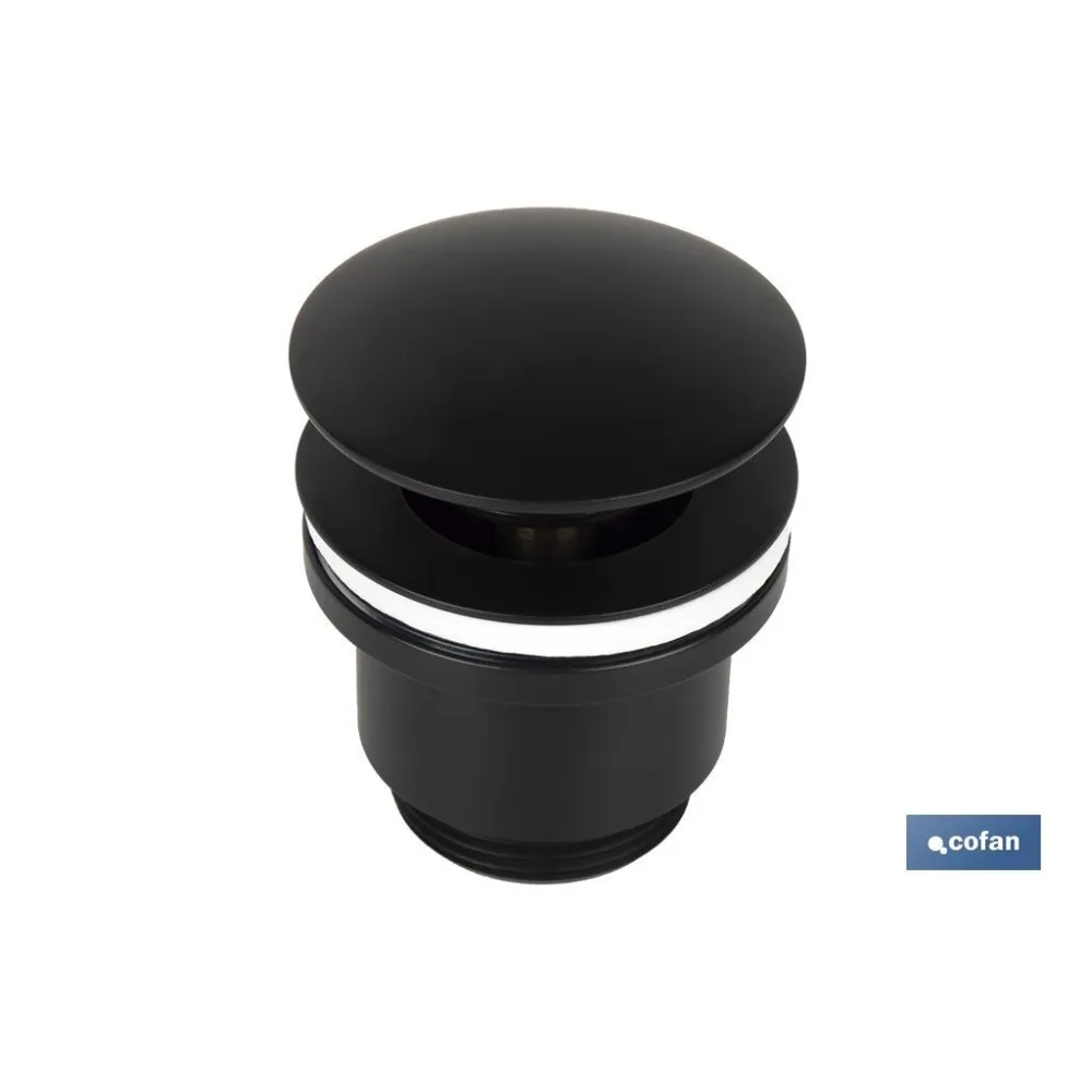 VÁLVULA CLICK-CLACK NEGRA CON TAPÓN GRANDE Ø63 MM (PACK: 1 UDS) - Almacén de Ferretería Acor