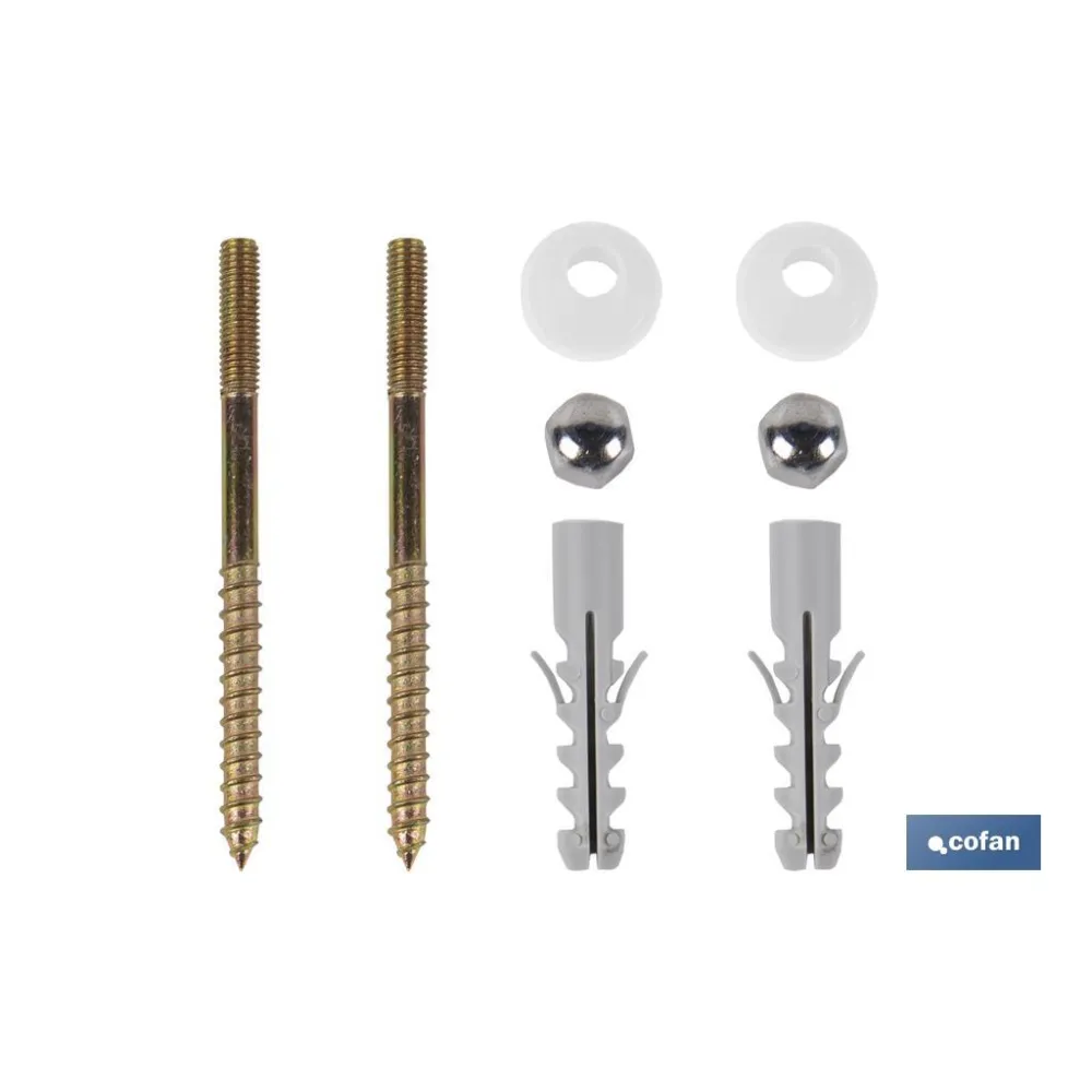 SET 2 PCS TORNILLOS VERTICALES FIJACIÓN INODORO 5 X 75 (PACK: 1 UDS) - Almacén de Ferretería Acor