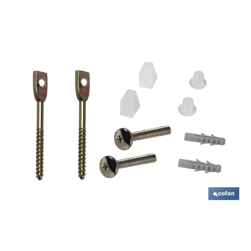 SET 2 PCS TORNILLOS HORIZONTALES FIJACIÓN INODORO 5 X 75 (PACK: 1 UDS) - Almacén de Ferretería Acor