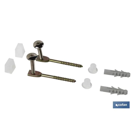 SET 2 PCS TORNILLOS HORIZONTALES FIJACIÓN INODORO 5 X 75 (PACK: 1 UDS) - Almacén de Ferretería Acor