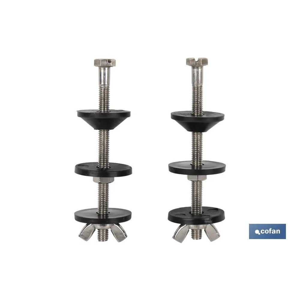 SET 2 PCS TORNILLOS FIJACIÓN TAZA-CISTERNA 6 X 90 (PACK: 1 UDS) - Almacén de Ferretería Acor