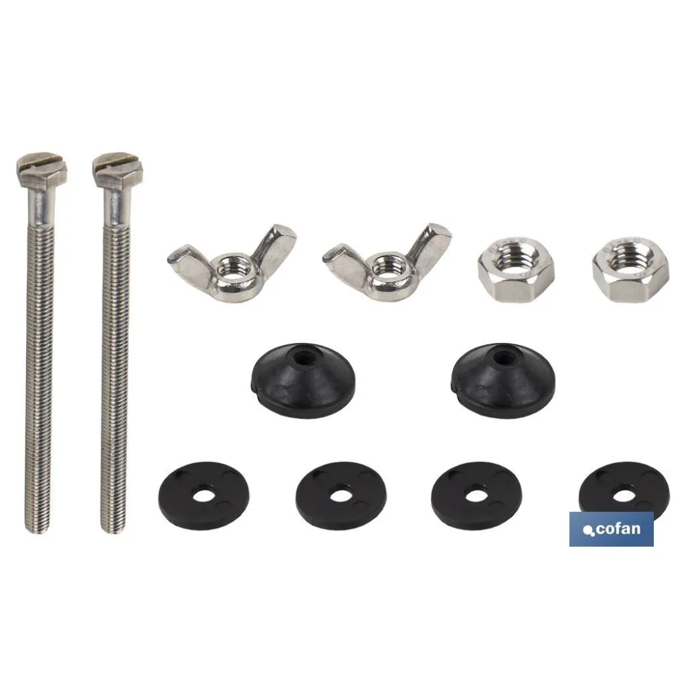SET 2 PCS TORNILLOS FIJACIÓN TAZA-CISTERNA 6 X 90 (PACK: 1 UDS) - Almacén de Ferretería Acor